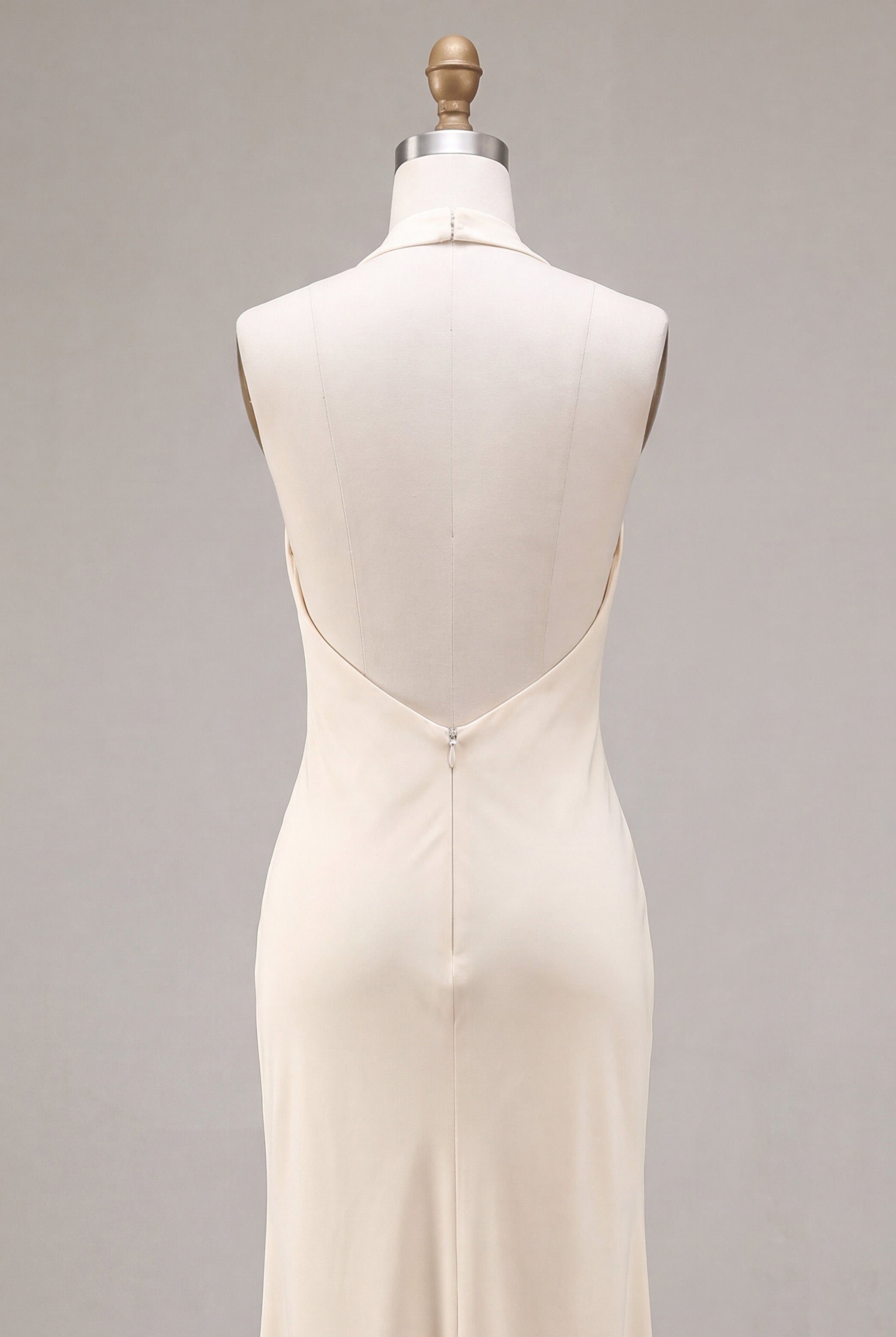 Chiffon Apricot Mermaid Halter Neck Ruched Ruffled Midi Dress with 3D Flower