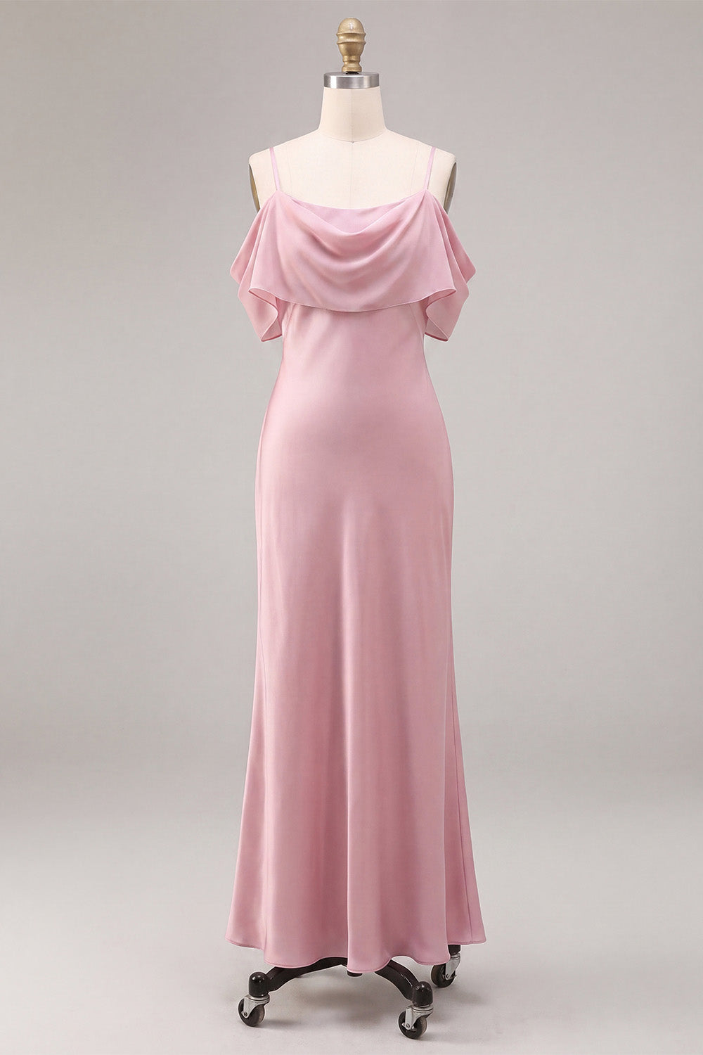 Chiffon Dark Pink Cold Shoulder Mermaid Midi Dress