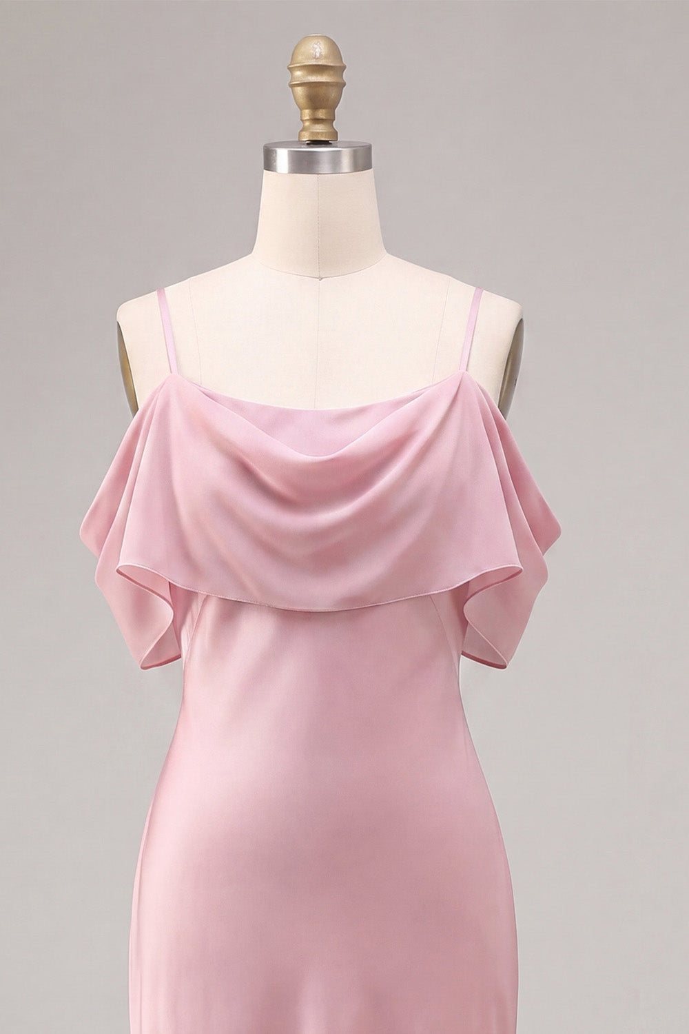 Chiffon Dark Pink Cold Shoulder Mermaid Midi Dress