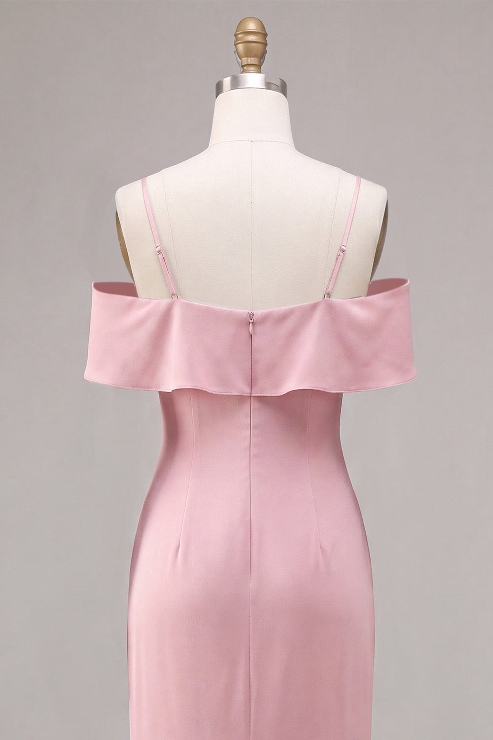 Chiffon Dark Pink Cold Shoulder Mermaid Midi Dress