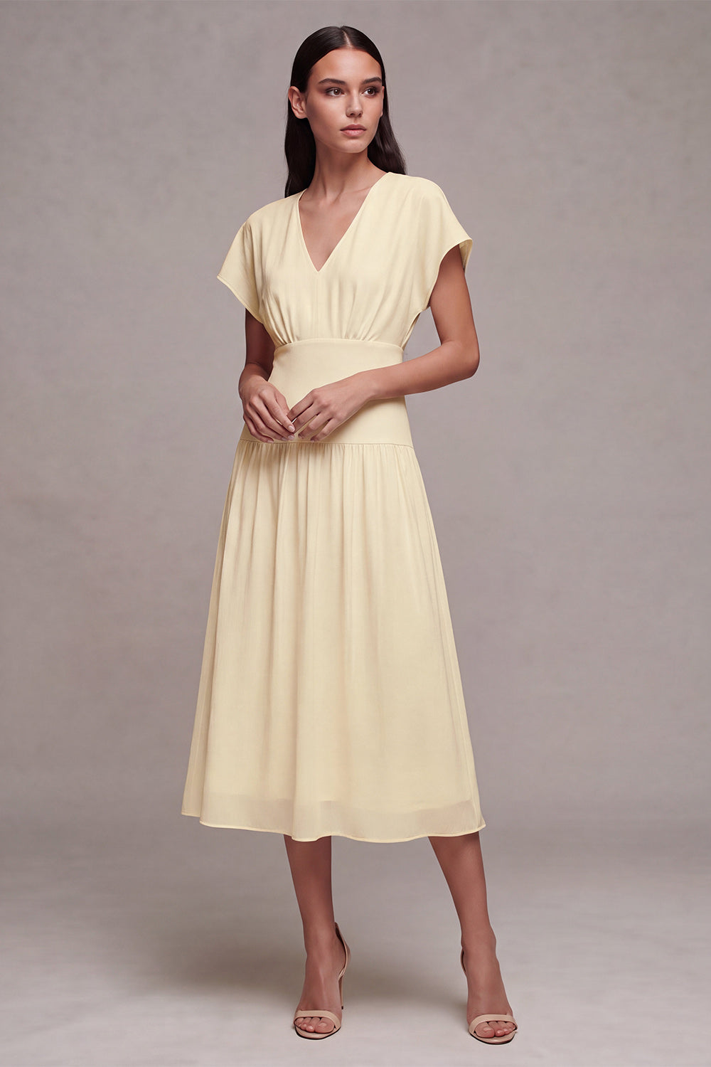 A-Line Chiffon V-Neck Little White Dress