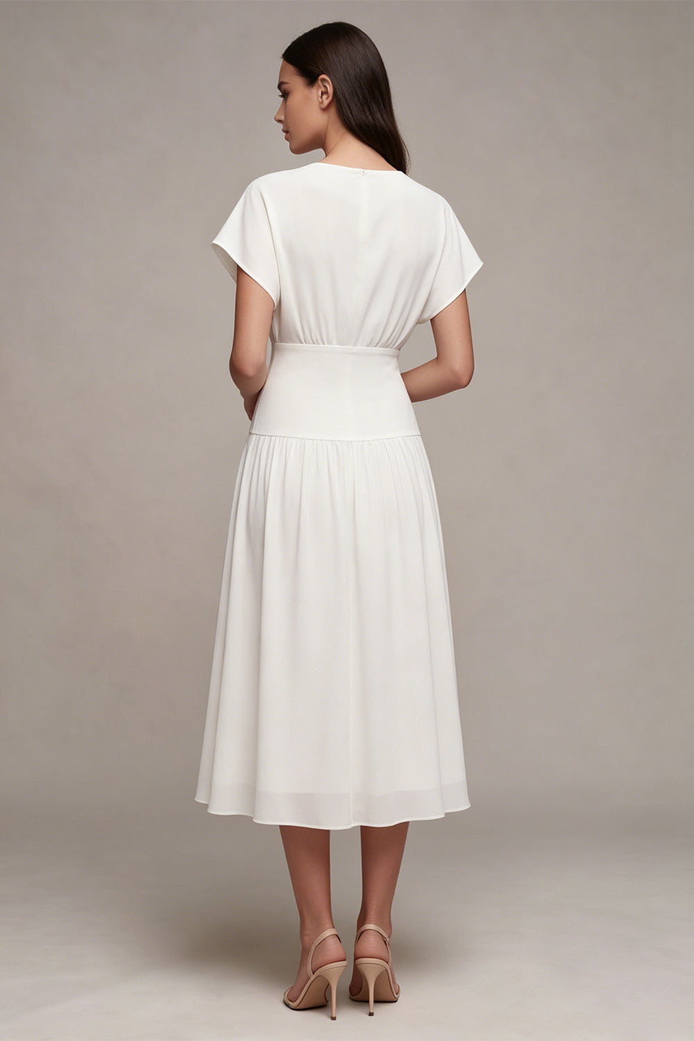 A-Line Chiffon V-Neck Little White Dress