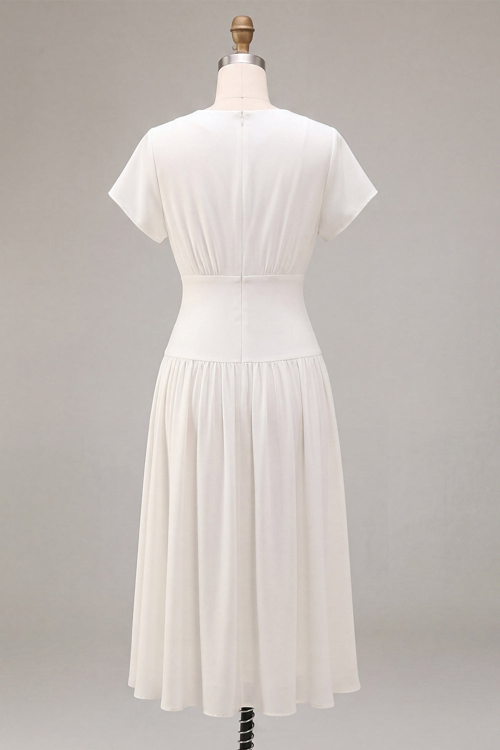 A-Line Chiffon V-Neck Little White Dress
