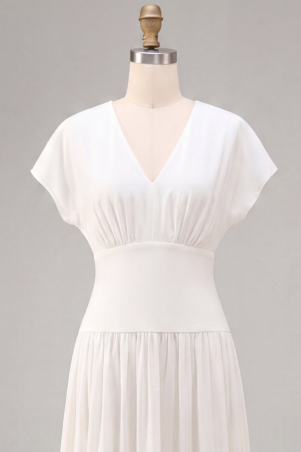 A-Line Chiffon V-Neck Little White Dress