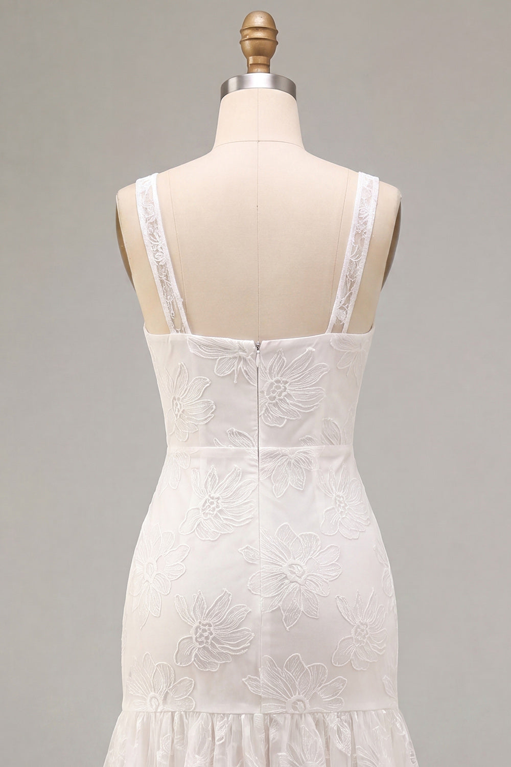 Robe courte blanche florale évasée à bretelles épaisses