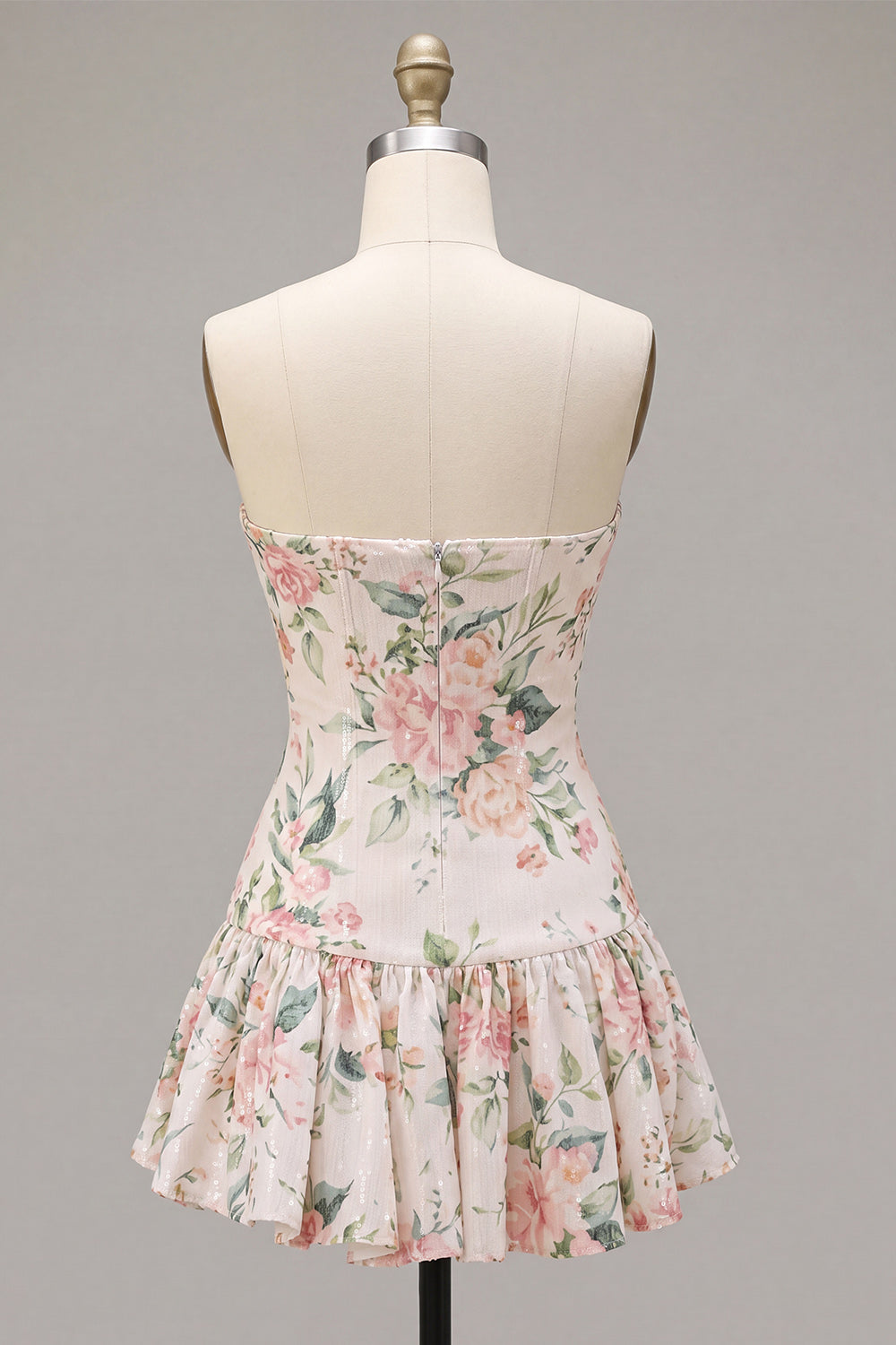 Robe de soirée bustier trapèze pailletée blanche rose étincelante avec écharpe de cou