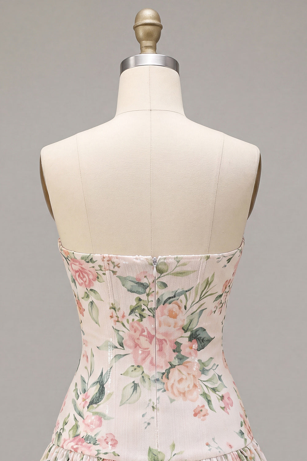 Robe de soirée bustier trapèze pailletée blanche rose étincelante avec écharpe de cou