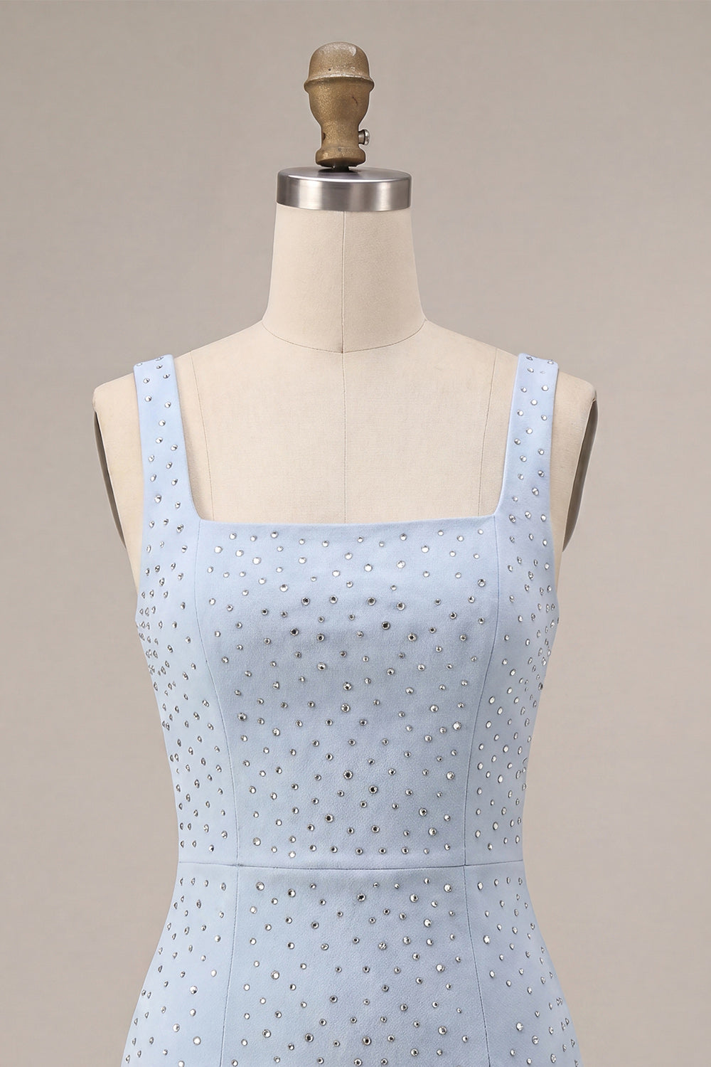 Sky Blue Square Neck Bodycon Homecoming Dress with Beading
