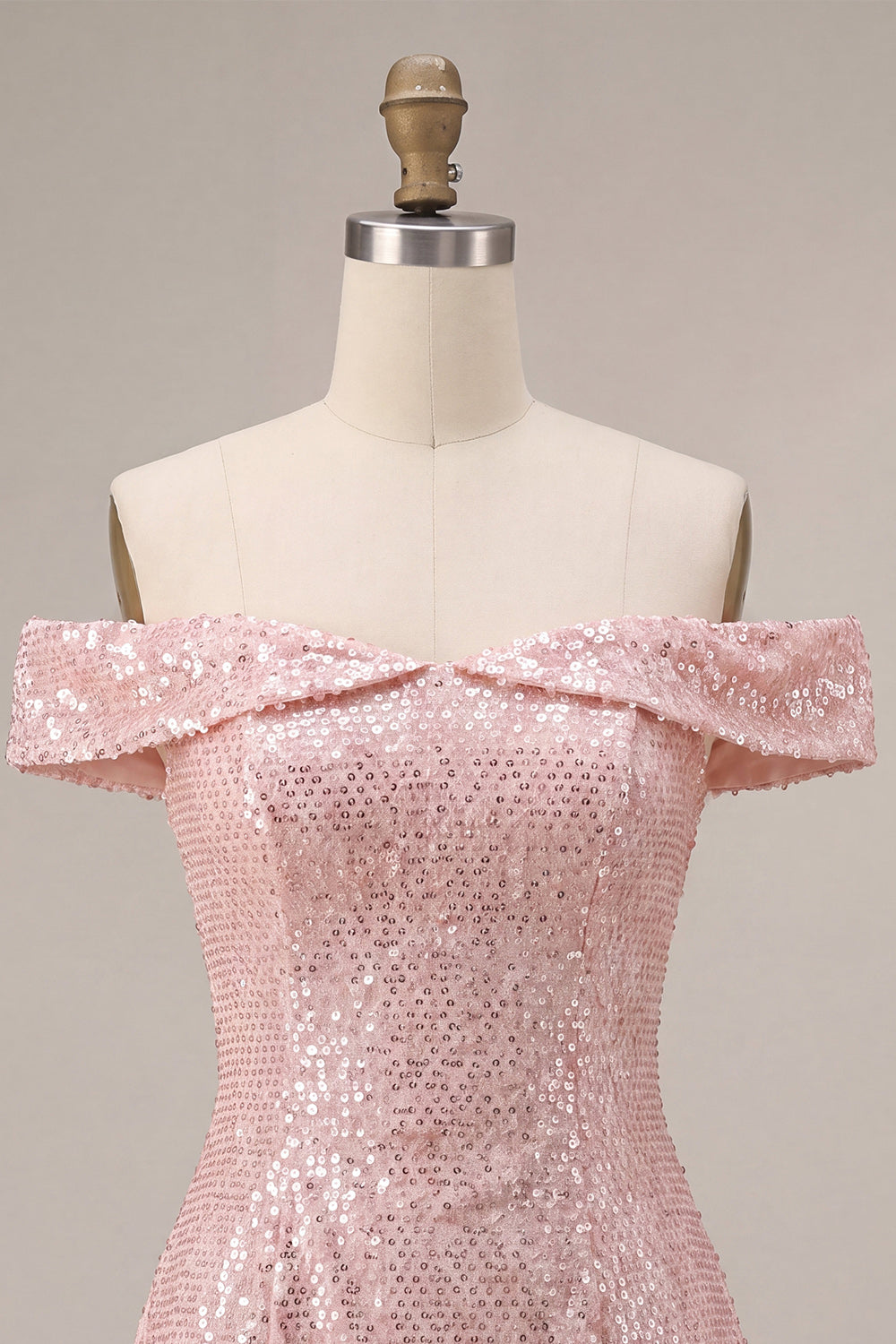 Sparkly Pink A-Line Off the Shoulder Sequins Homecoming Dress
