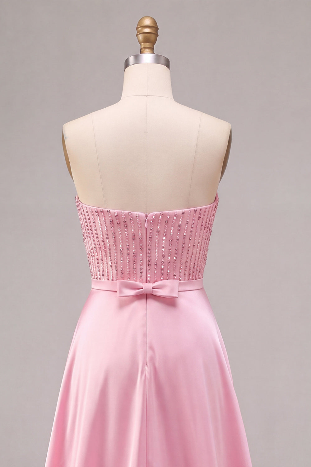 Strapless Pink Bodycon Sequins Homecoming Dress with Sash