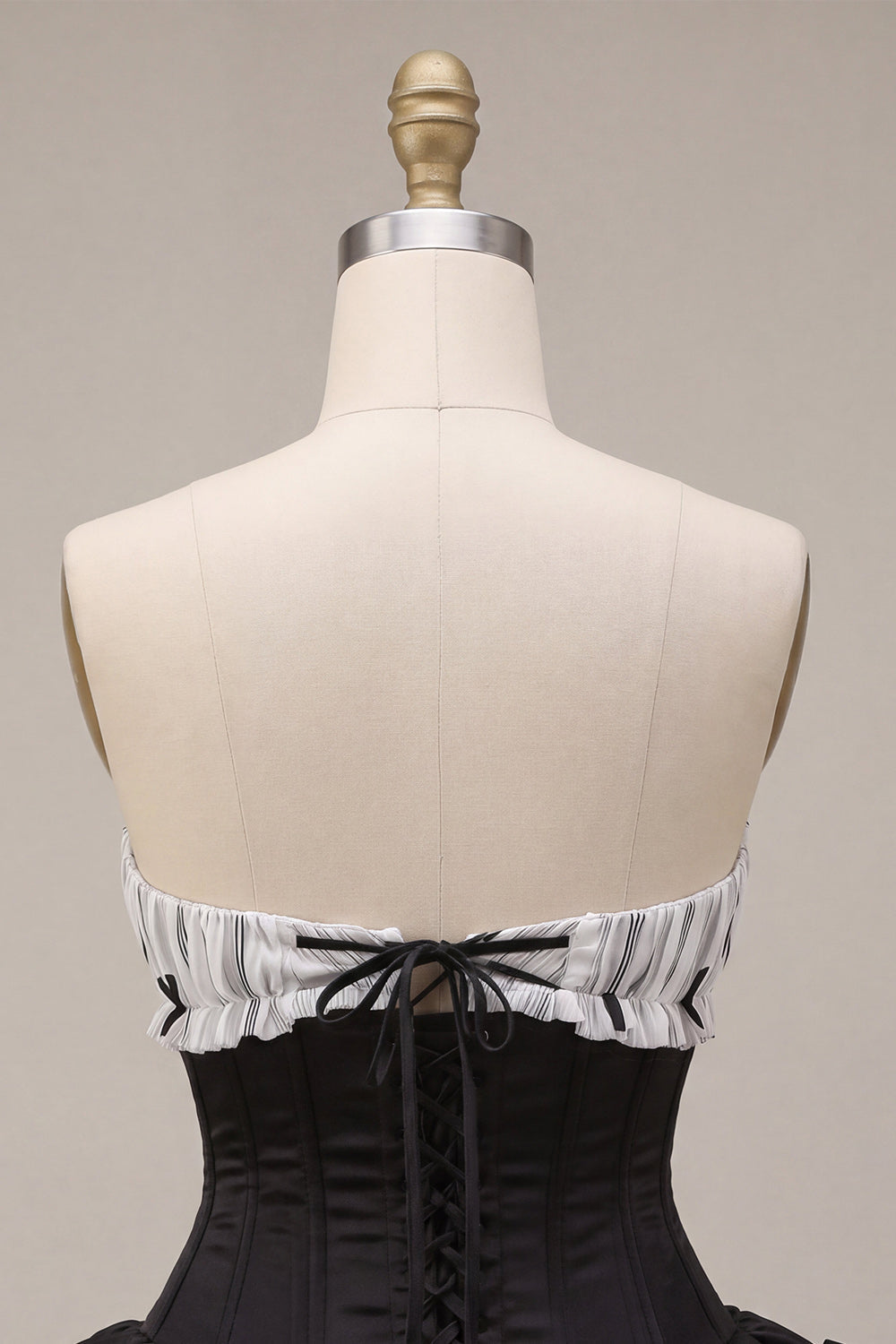 Black Satin A-Line Strapless Tiered Ruffle Corset Homecoming Dress with Lace Up Back