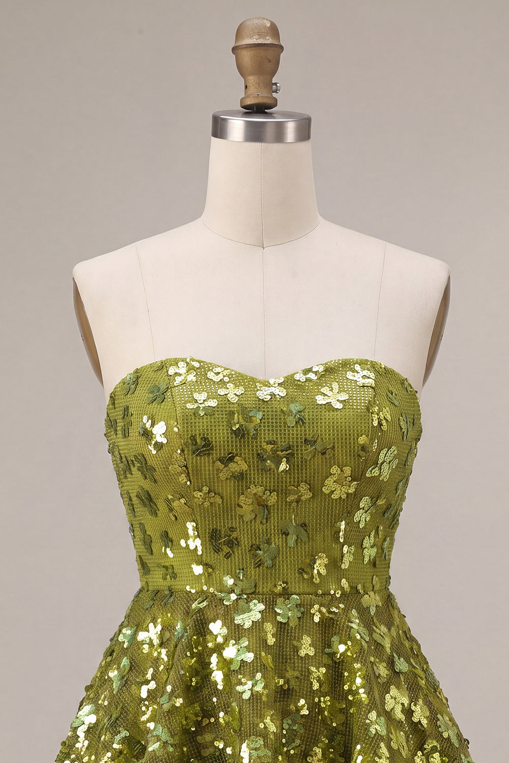 Olive A-Line Tiered Strapless Sequins Short Homecoming Dress