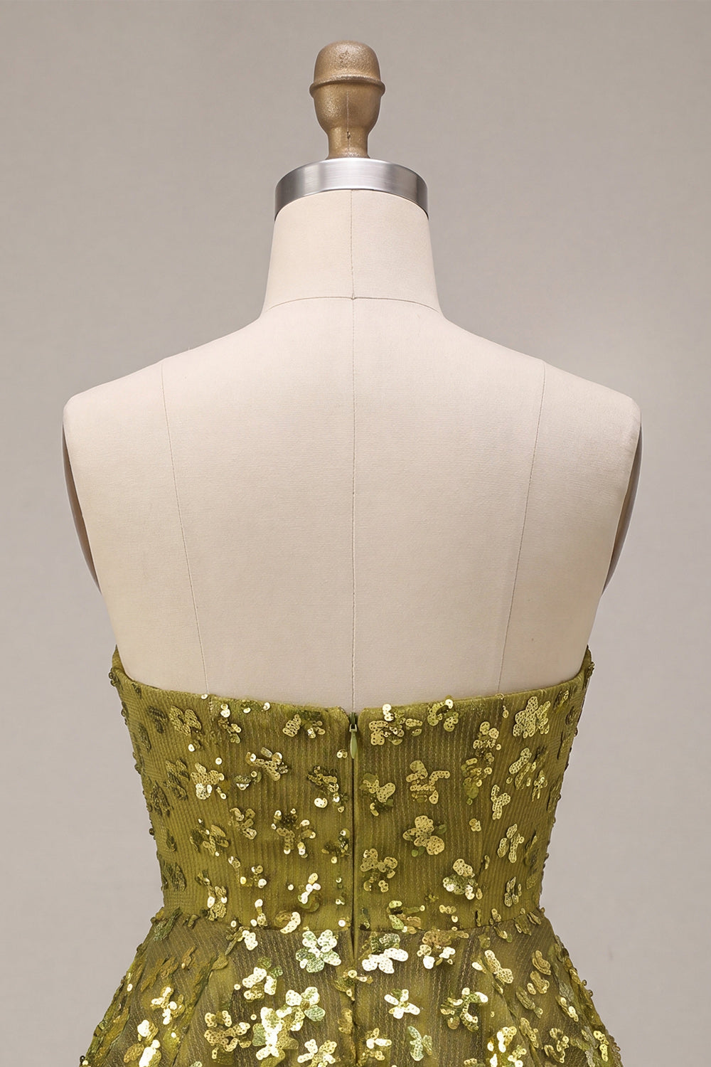 Olive A-Line Tiered Strapless Sequins Short Homecoming Dress