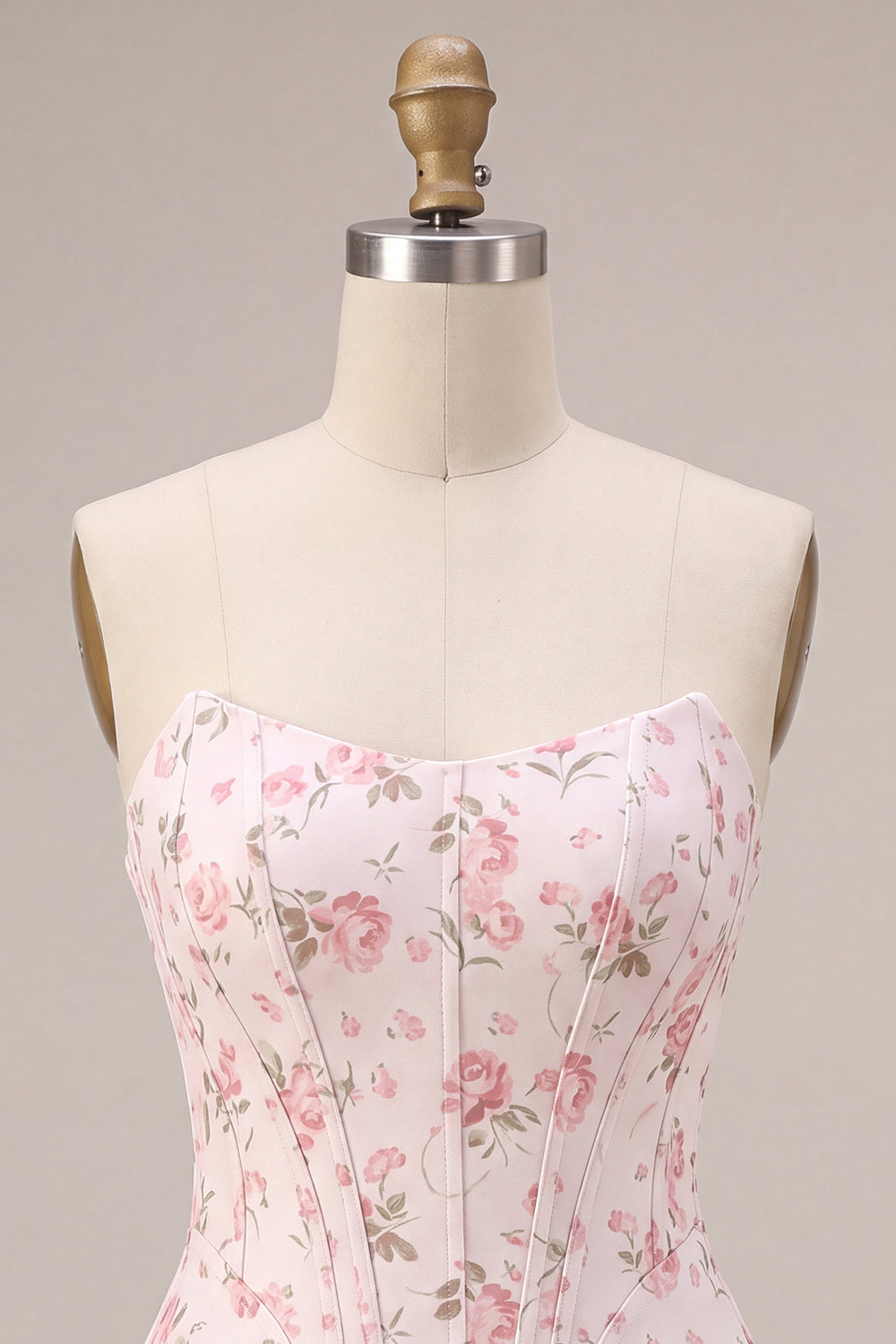 White Pink Flower Corset Sweetheart Tiered Ruffle Homecoming Dress