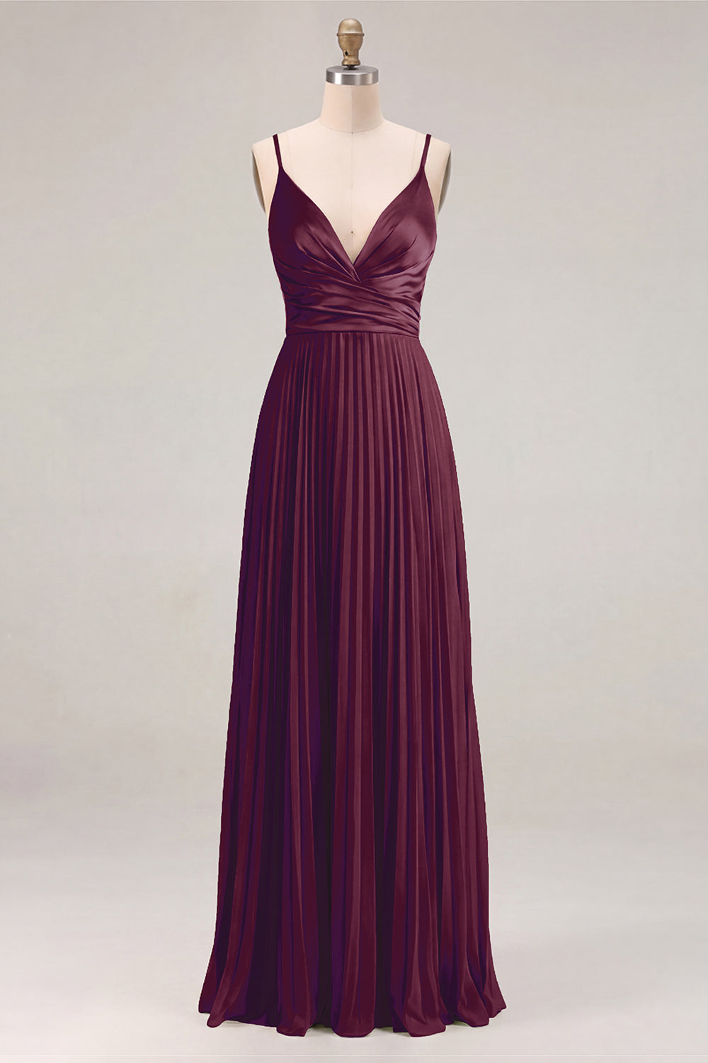 Sage A-Line Pleated Spaghetti Straps Ruched Bridesmaid Dress