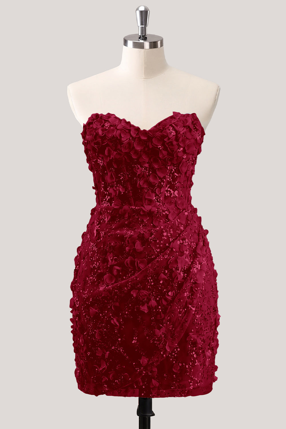 Robe de soirée moulante bustier transparente florale avec corset à sequins et laçage au dos
