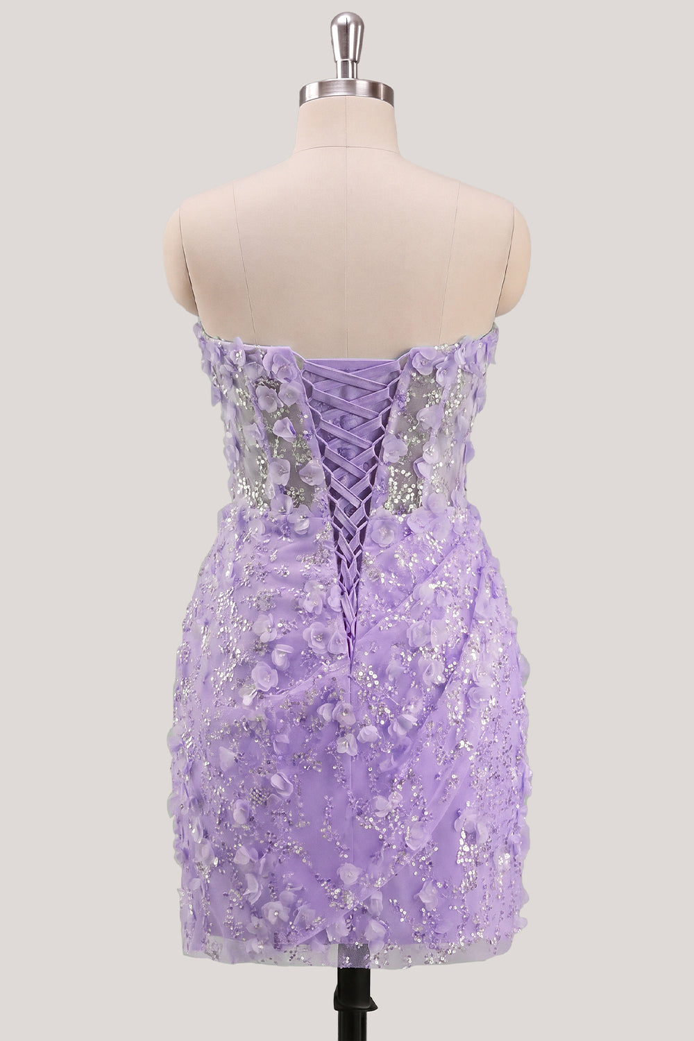 Robe de soirée moulante bustier transparente florale avec corset à sequins et laçage au dos