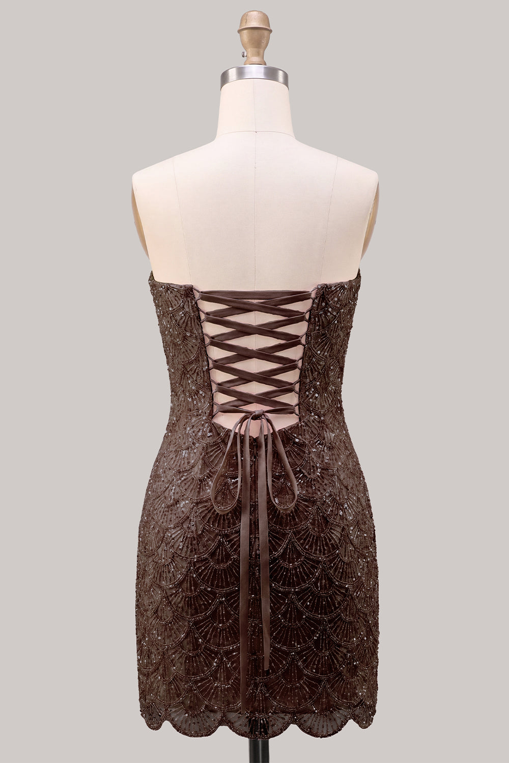 Strapless Pink Tight Floral Lace Up Back Short Homecoming Dress with Lace Up Back