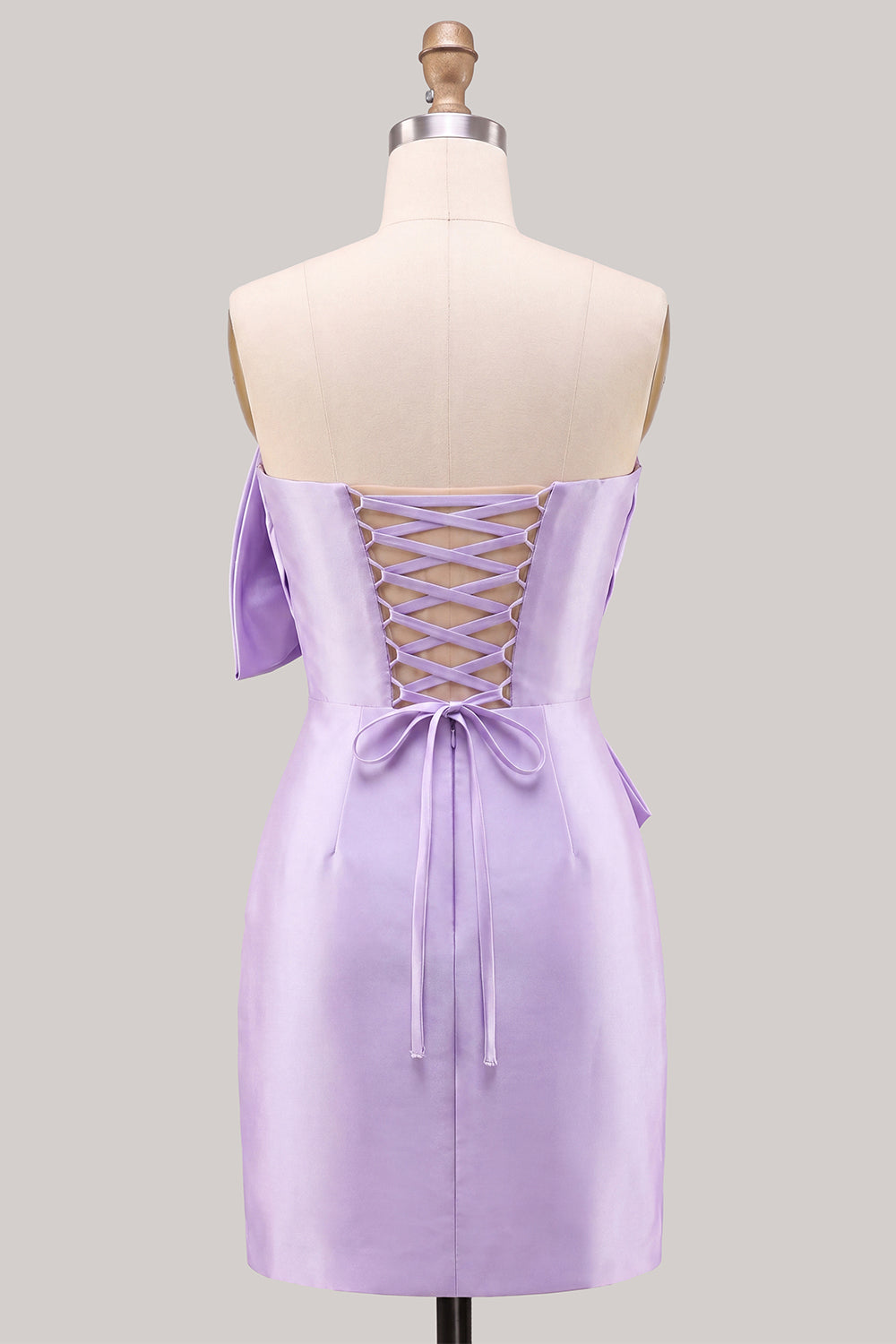 Robe de bal bustier en satin bleu froncé moulante avec nœud