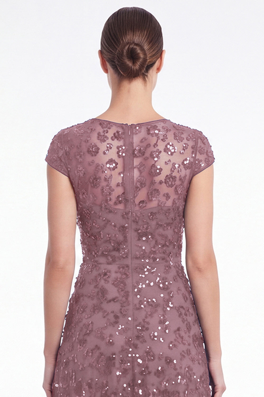 Dusty Rose A Line Sequin Mother of the Bride Dress with Cap Sleeevs