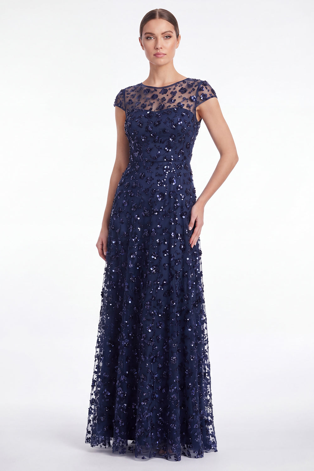 Dusty Rose A Line Sequin Mother of the Bride Dress with Cap Sleeevs