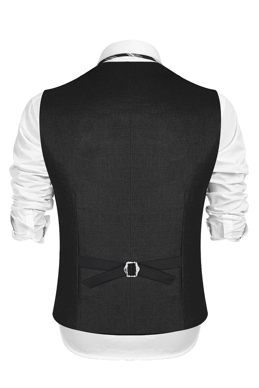 Black Single Breasted Peak Lapel Men's Suit Vest with Beading