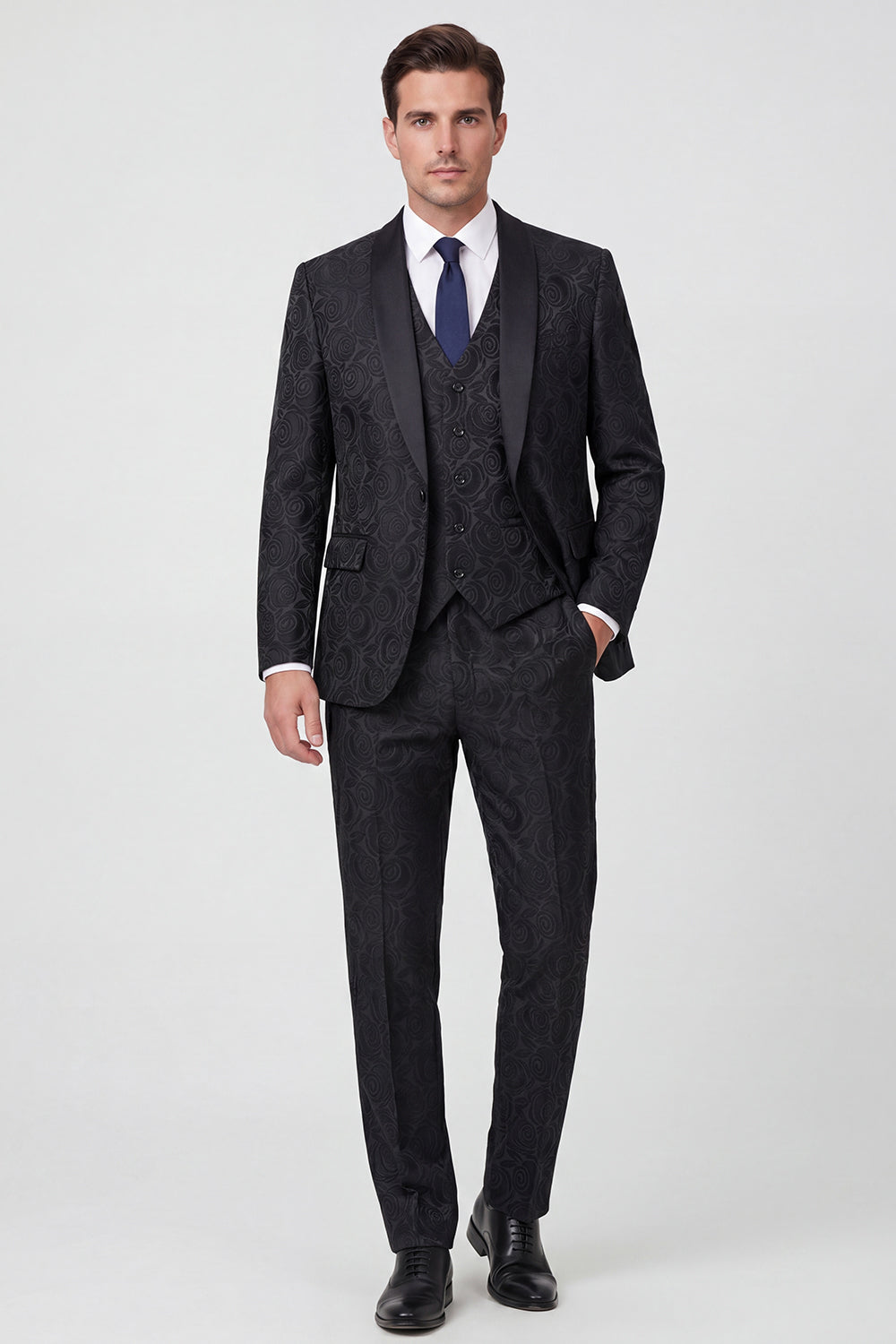 Black Shawl Lapel 3 Piece One Button Men's Prom Suits
