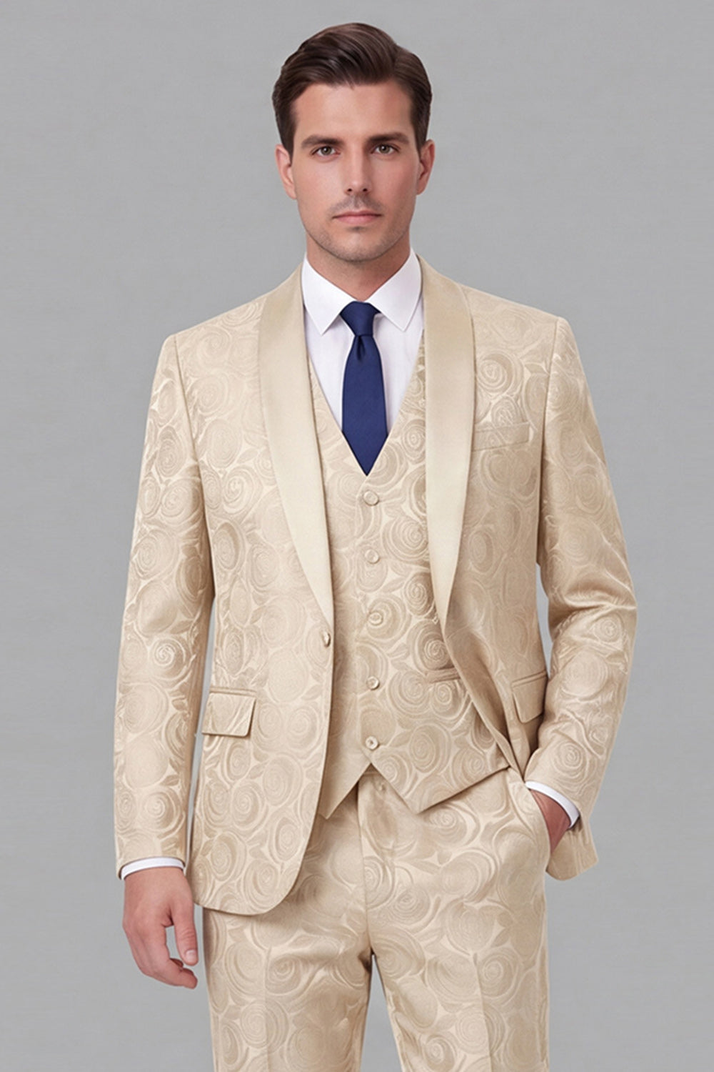Black Shawl Lapel 3 Piece One Button Men's Prom Suits