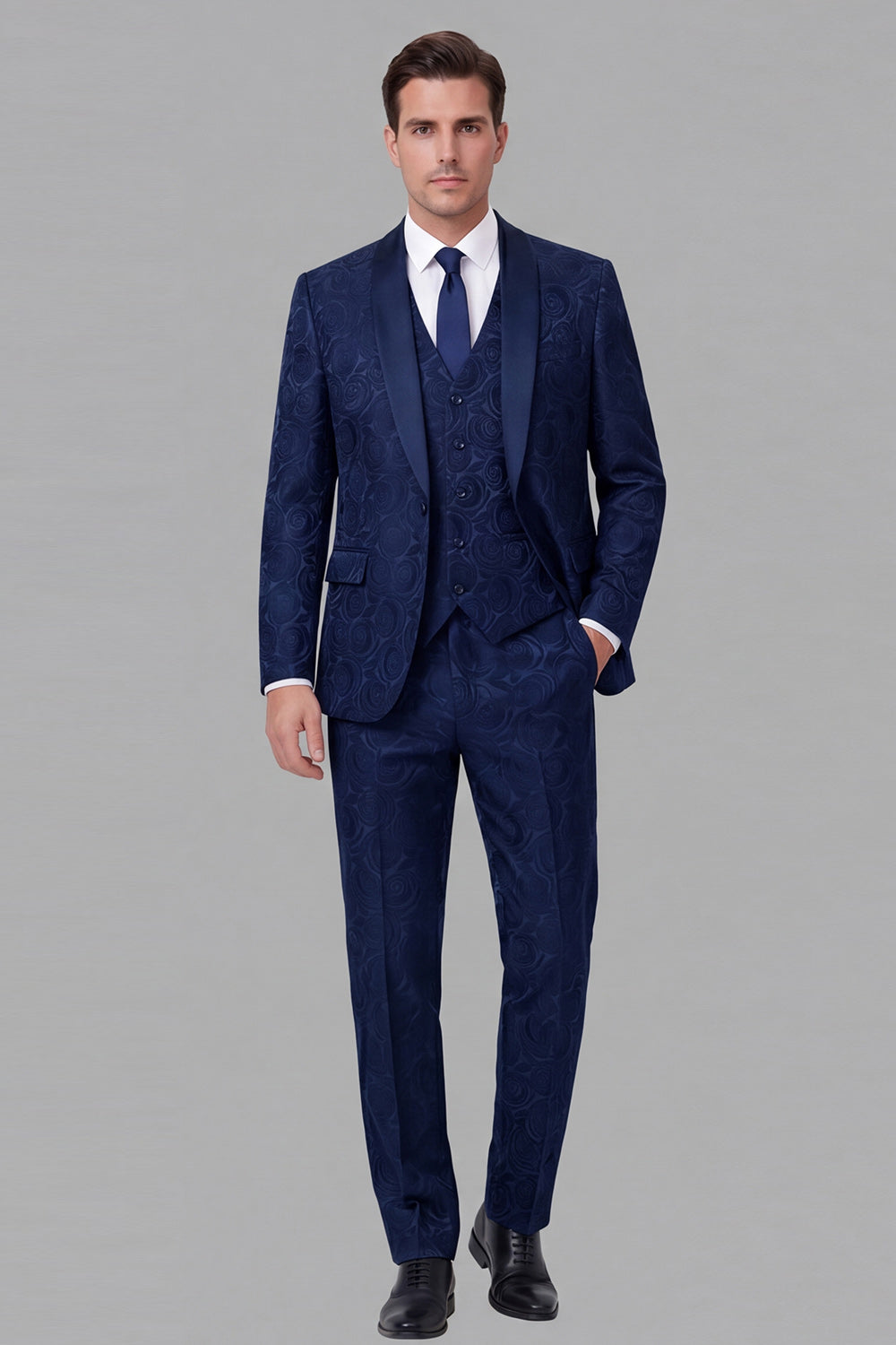 Black Shawl Lapel 3 Piece One Button Men's Prom Suits