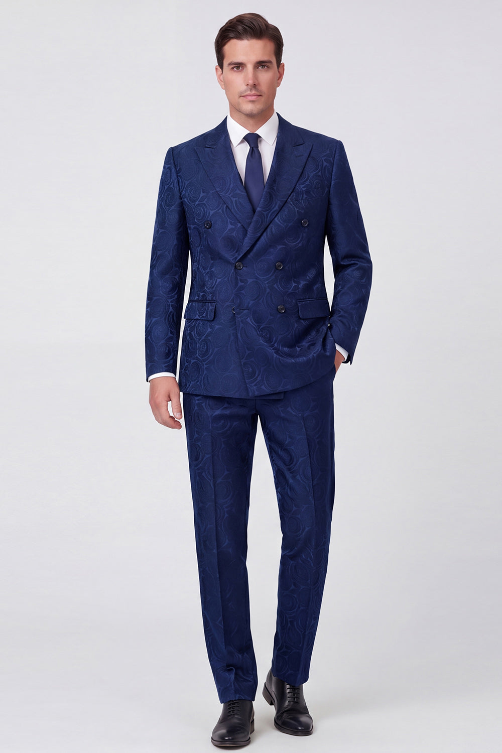 Costumes de bal pour homme noirs à revers en pointe croisés deux pièces
