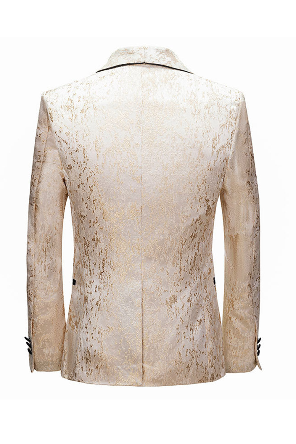 Gold Shawl Lapel 2 Piece One Button Jacquard Men's Prom Suits