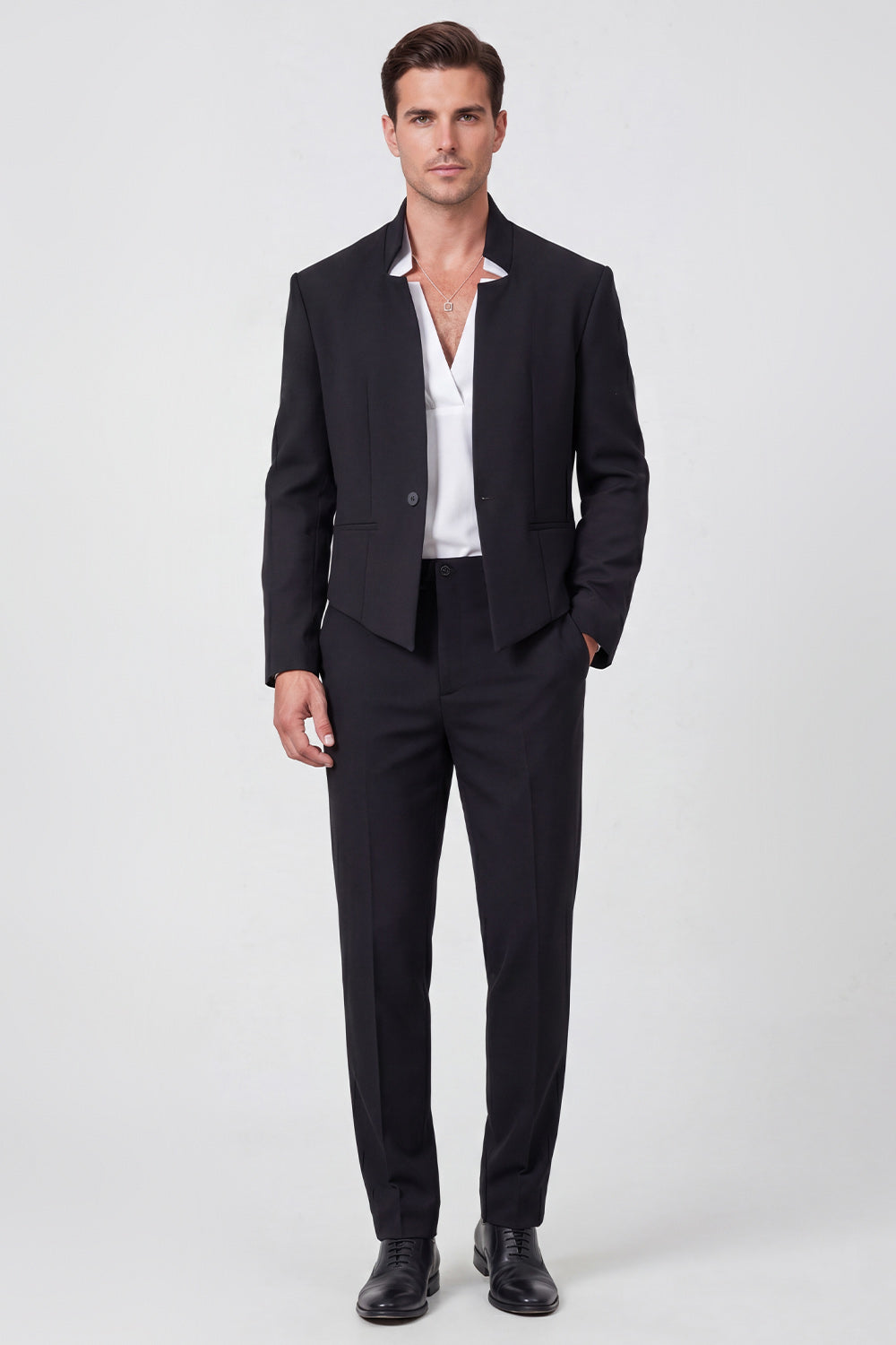 Costume de bal deux pièces noir un bouton pour homme