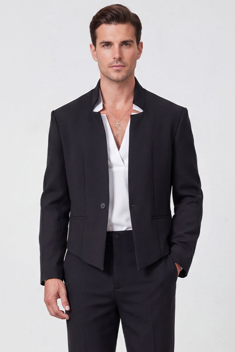 Costume de bal deux pièces noir un bouton pour homme