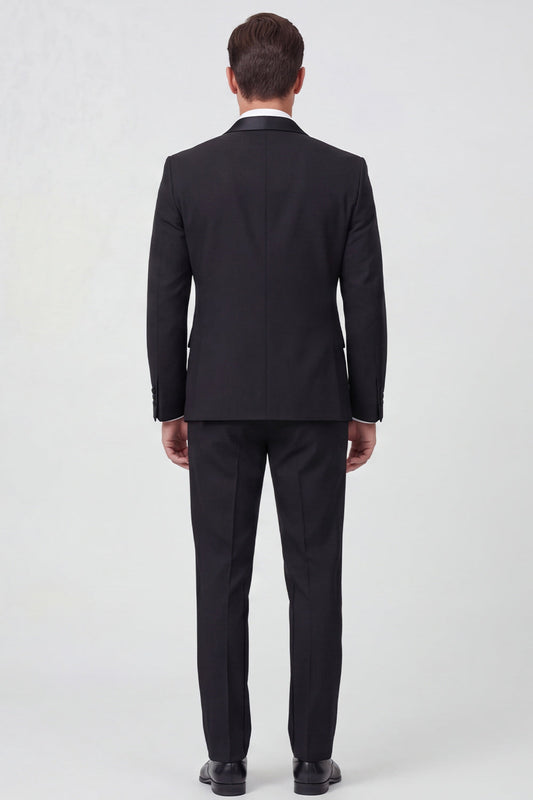 2 Piece Black Notch Lapel Double Breasted Men's Prom Suits