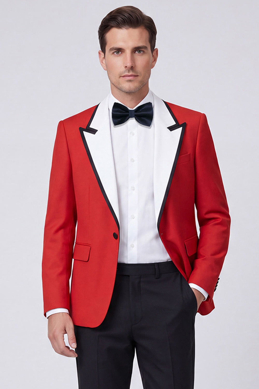 Peak Lapel Red 2-Piece One-Button Men's Prom Suits