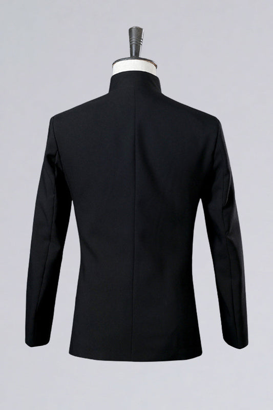 2 Piece Black Single Breasted Men's Prom Suits with Embroidery