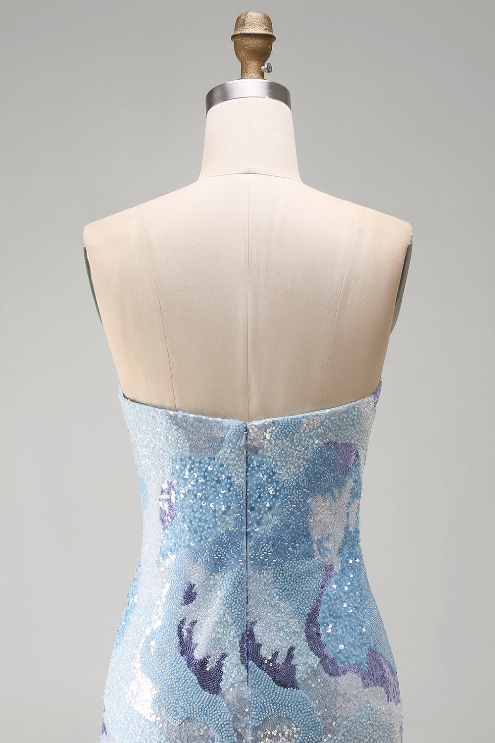 Strapless Blue Bodycon Short Homecoming Dress with Beading