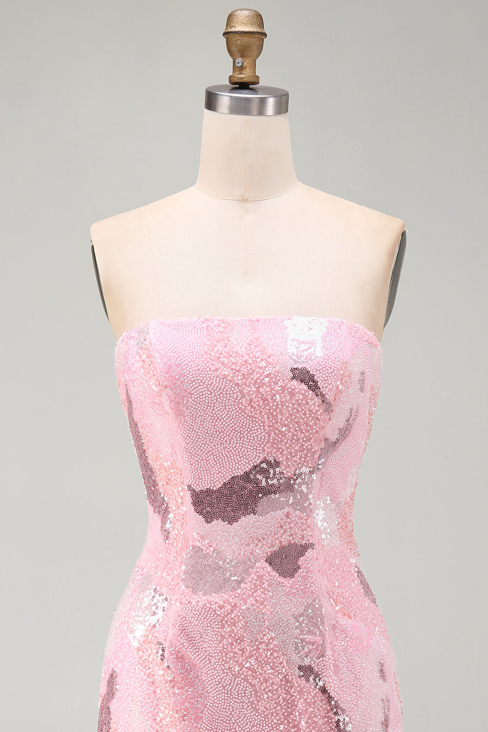 Pink Strapless Bodycon Beaded Short Homecoming Dress