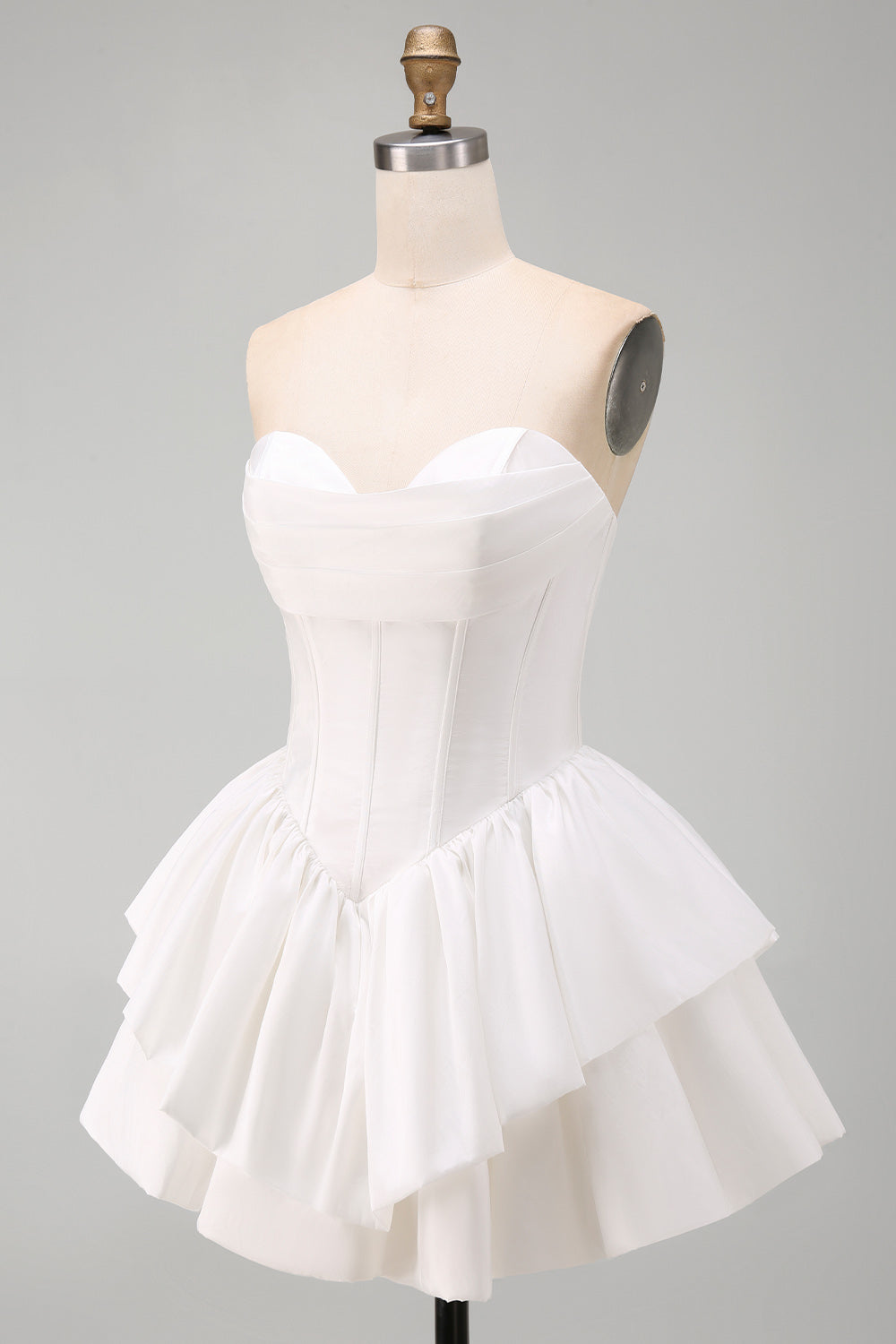 Sweetheart White A-Line Tiered Corset Short Homecoming Dress