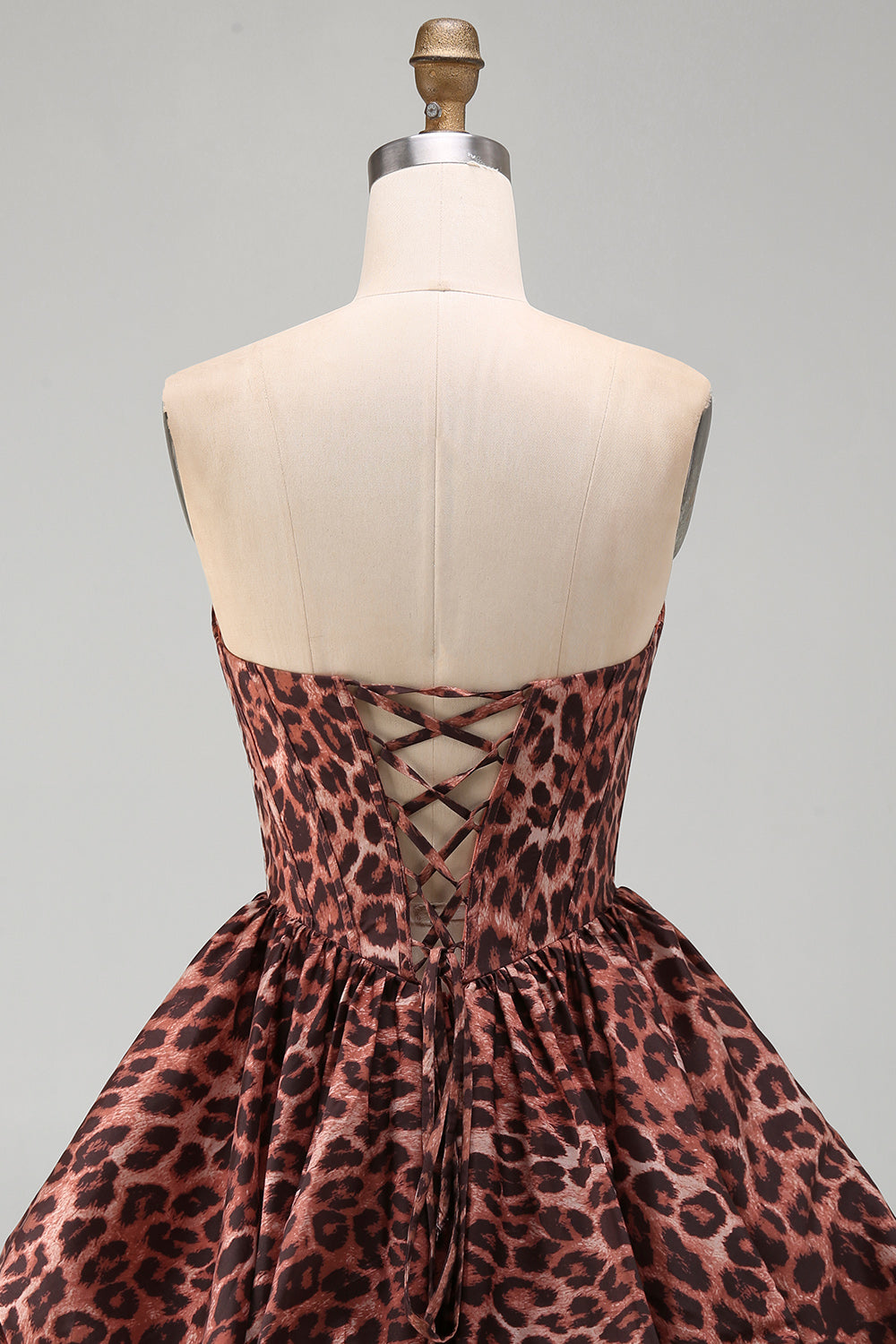 Sweetheart Leopard A-Line Corset Bubble Hem Homecoming Dress with Lace Up Back