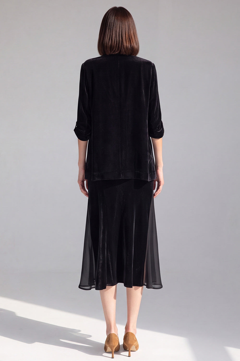 Black Velvet 2-Piece Midi Women Suits