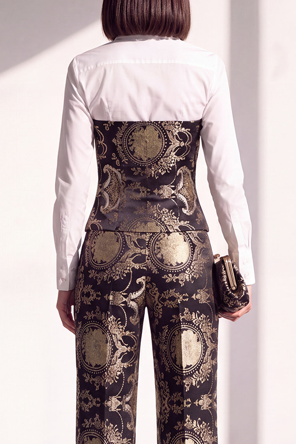 Black Golden Corset Printed Pant Suits Women Suits