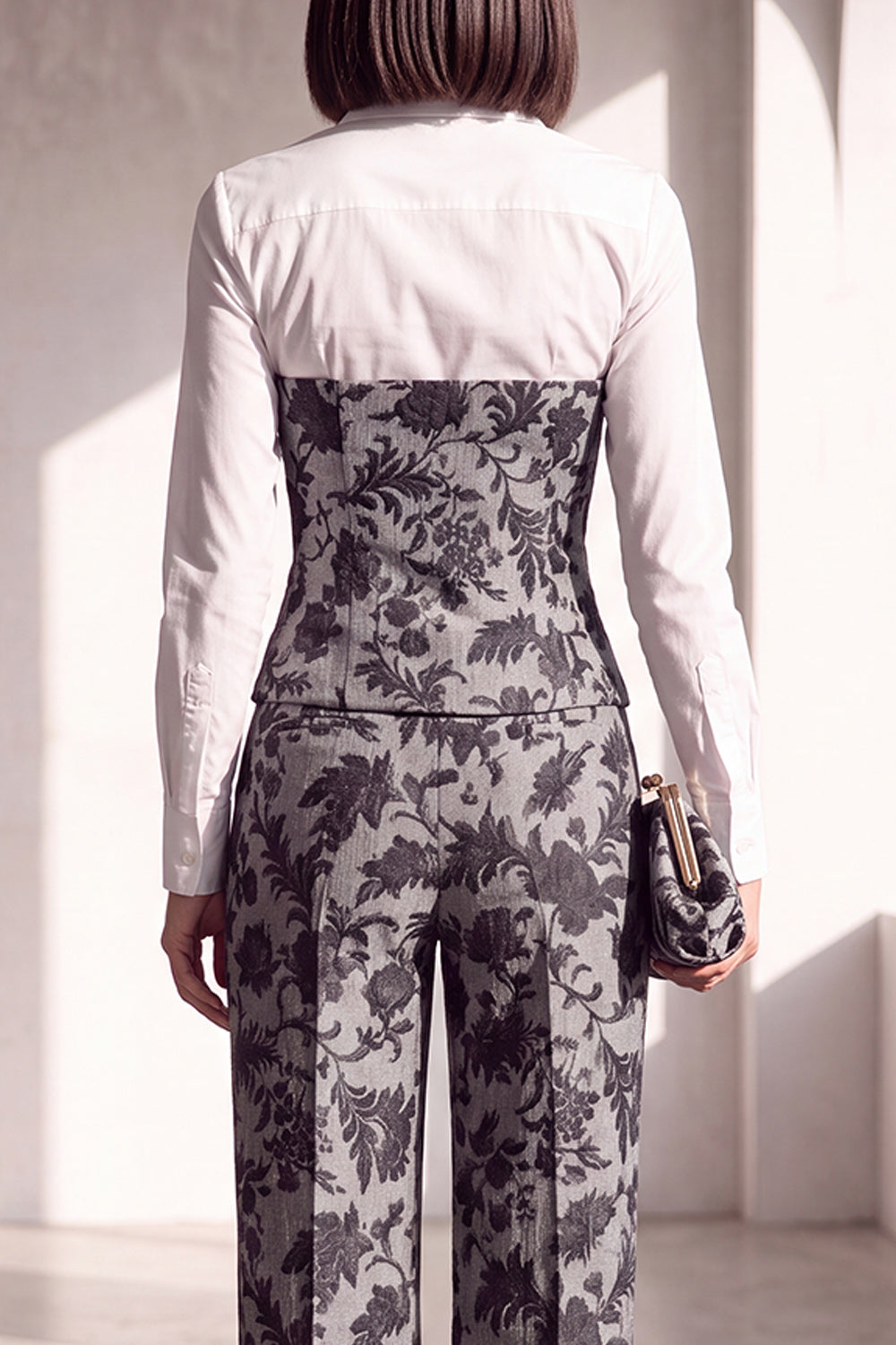 Black Golden Corset Printed Pant Suits Women Suits
