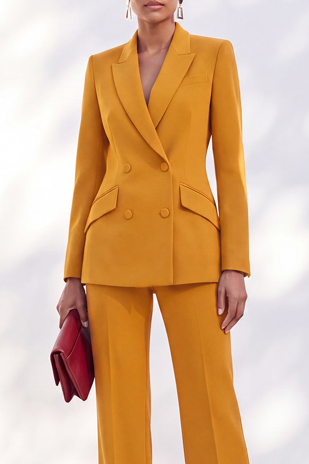 Vintage Acacia Fitted Notched Lapel Long Sleeve Women's Suits