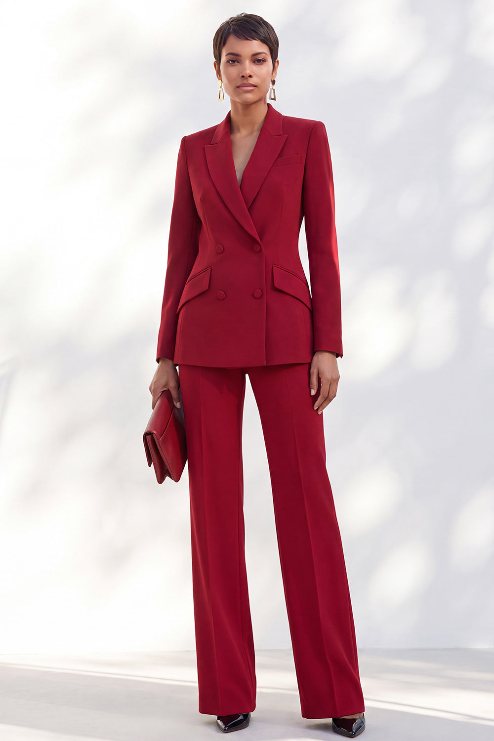 Vintage Acacia Fitted Notched Lapel Long Sleeve Women's Suits