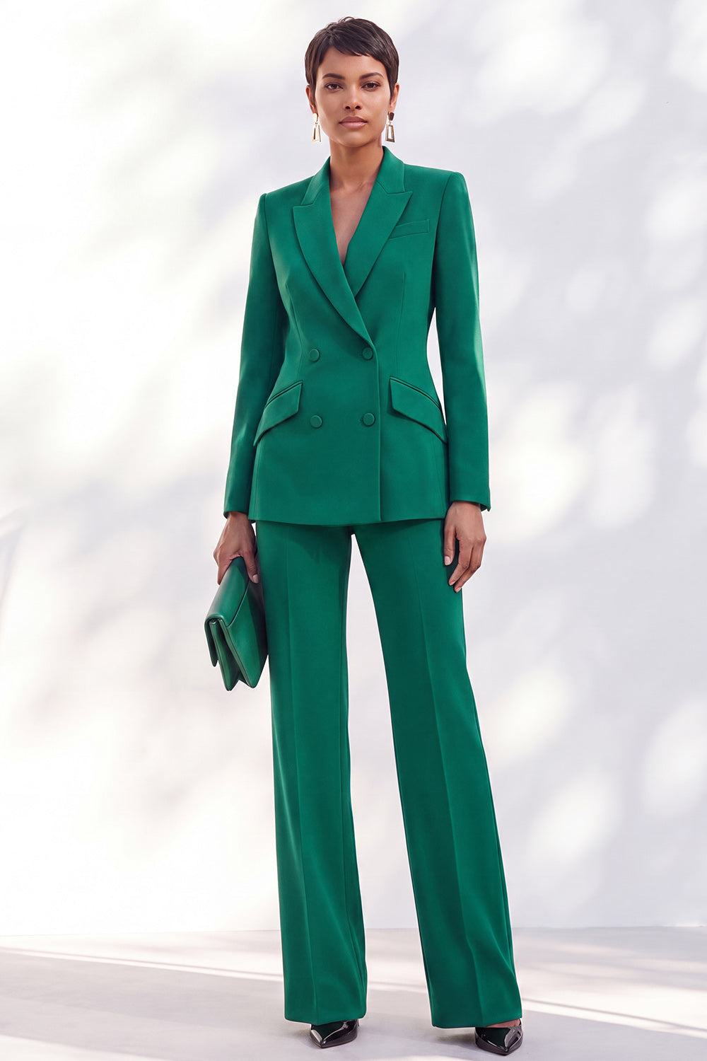 Vintage Acacia Fitted Notched Lapel Long Sleeve Women's Suits