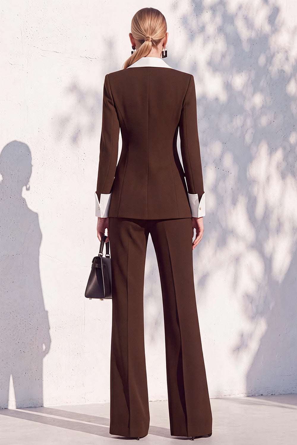 Berlin Blue Pantsuits Two Piece Long Sleeves Covered Button Women Suits