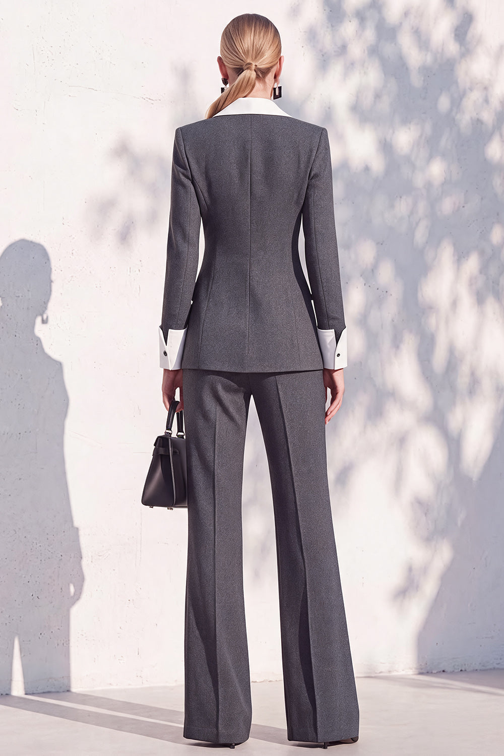 Berlin Blue Pantsuits Two Piece Long Sleeves Covered Button Women Suits