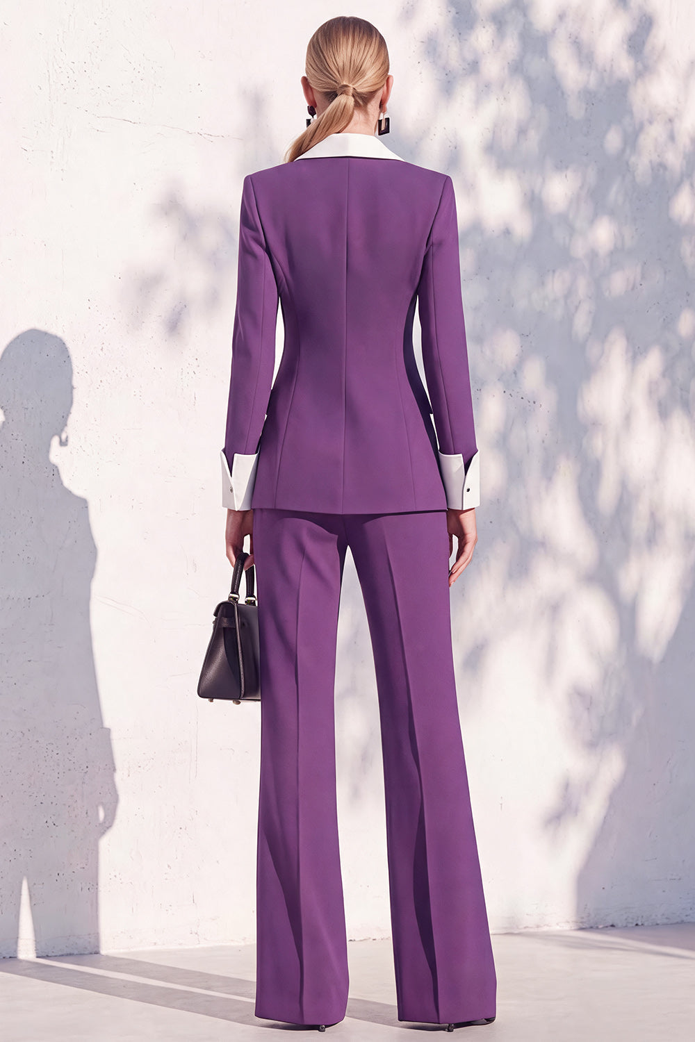 Berlin Blue Pantsuits Two Piece Long Sleeves Covered Button Women Suits