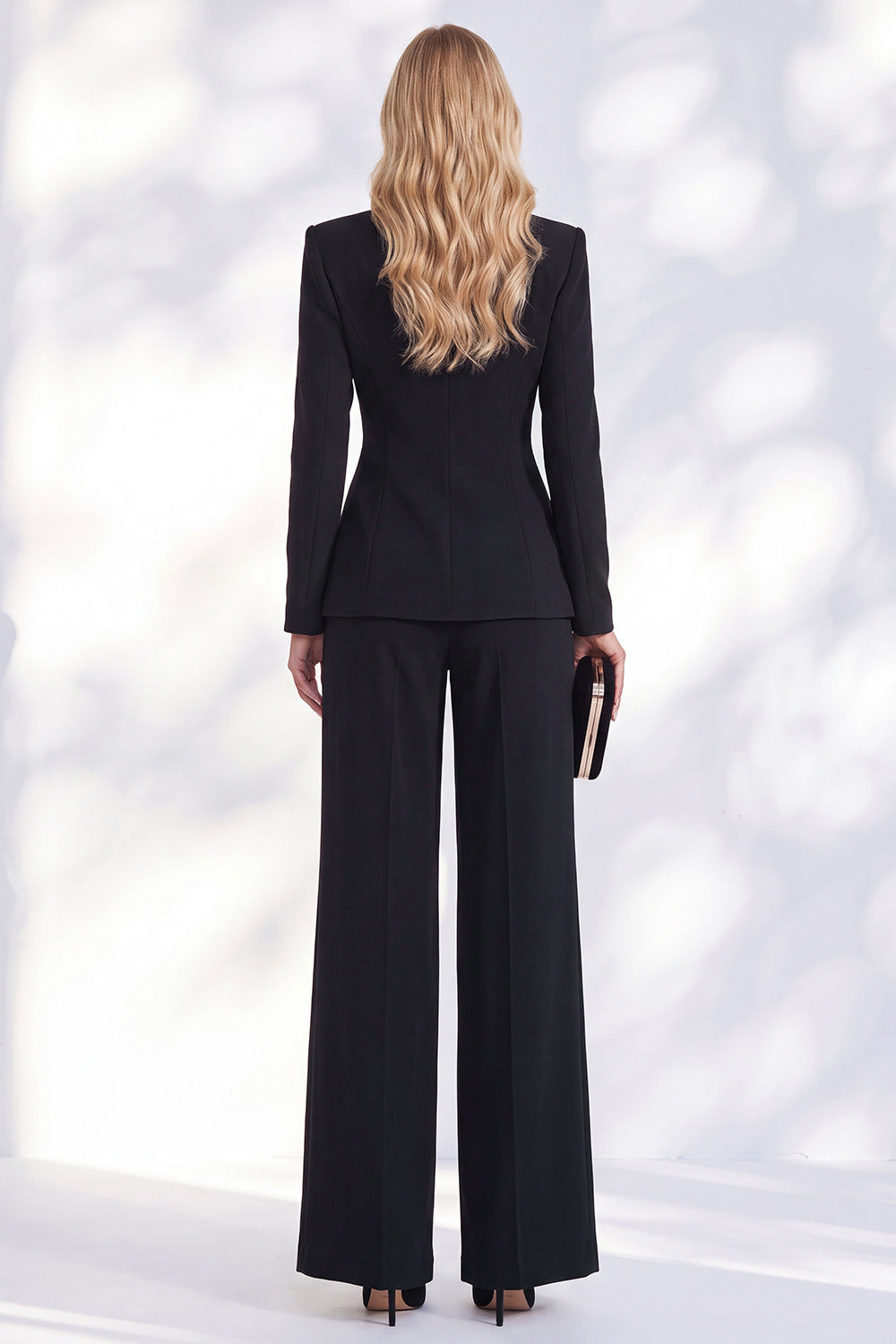 Berlin Blue Pantsuits V-Neck Ruched Long Women Suits